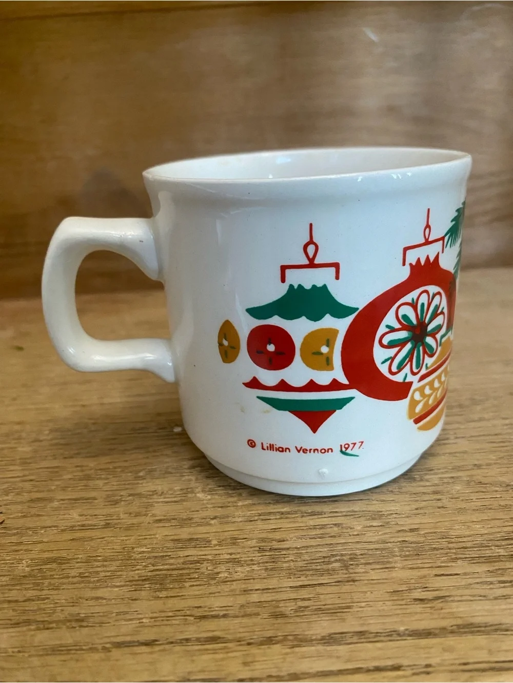 Lilian Vernon Vintage Christmas Ornament Coffee Tea Mug 1977 Retro Holiday